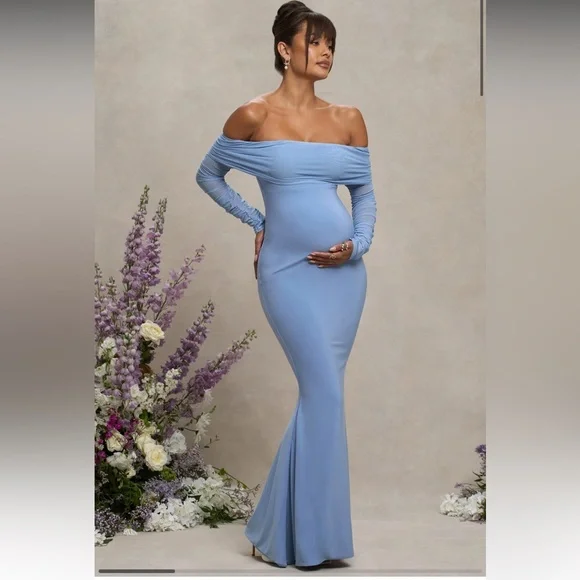 fitted lace wedding dress Seindeal Spaghetti Strap Halter Neck Off Shoulder Maternity Maxi Dress –  SeinDeal